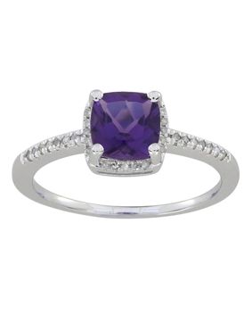 Lykka Elegance valkokultainen ametisti timanttisormus 0,10 ct