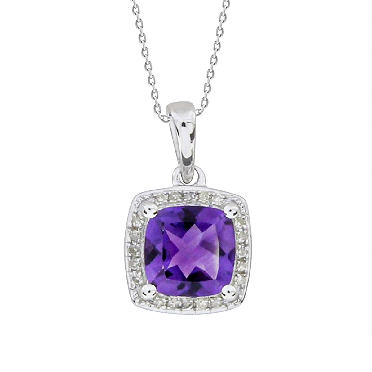 Lykka Elegance valkokultainen ametisti timanttiriipus 