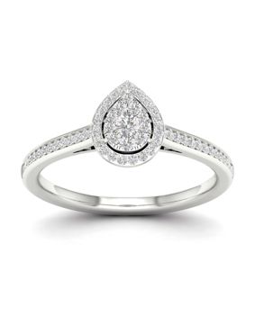 Lykka Elegance valkokultainen timanttisormus 0,25 ct pisara