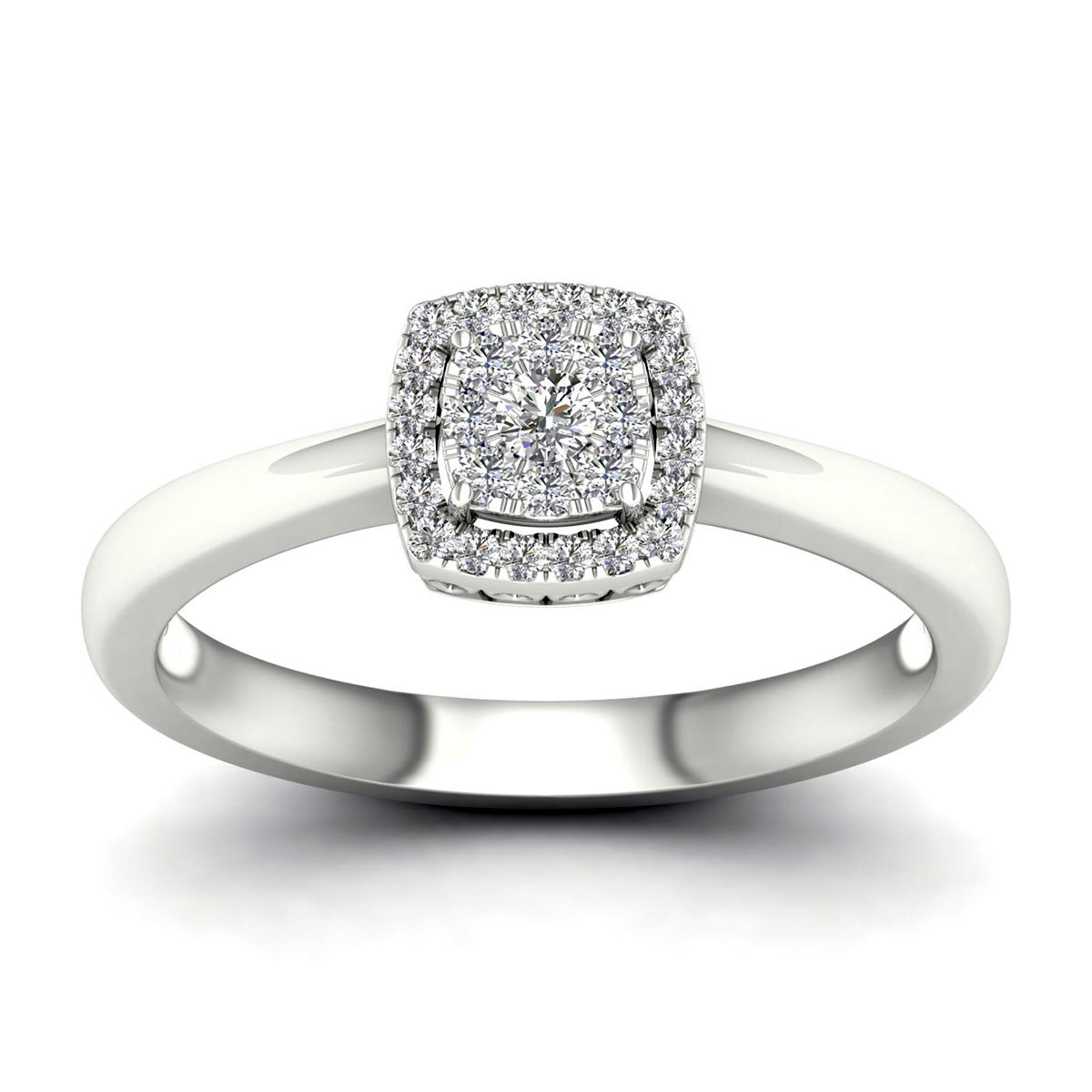 Lykka Elegance valkokultainen timanttisormus 0,15 ct halo