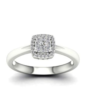Lykka Elegance valkokultainen timanttisormus 0,15 ct halo