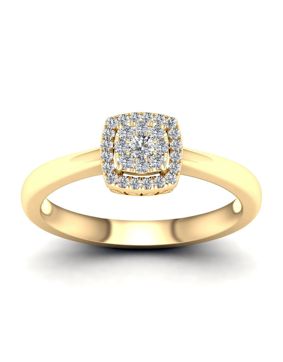 Lykka Elegance kultainen timanttisormus 0,15 ct halo