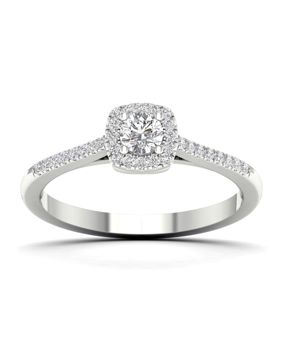 Lykka Elegance valkokultainen halo-timanttisormus 0,33ct
