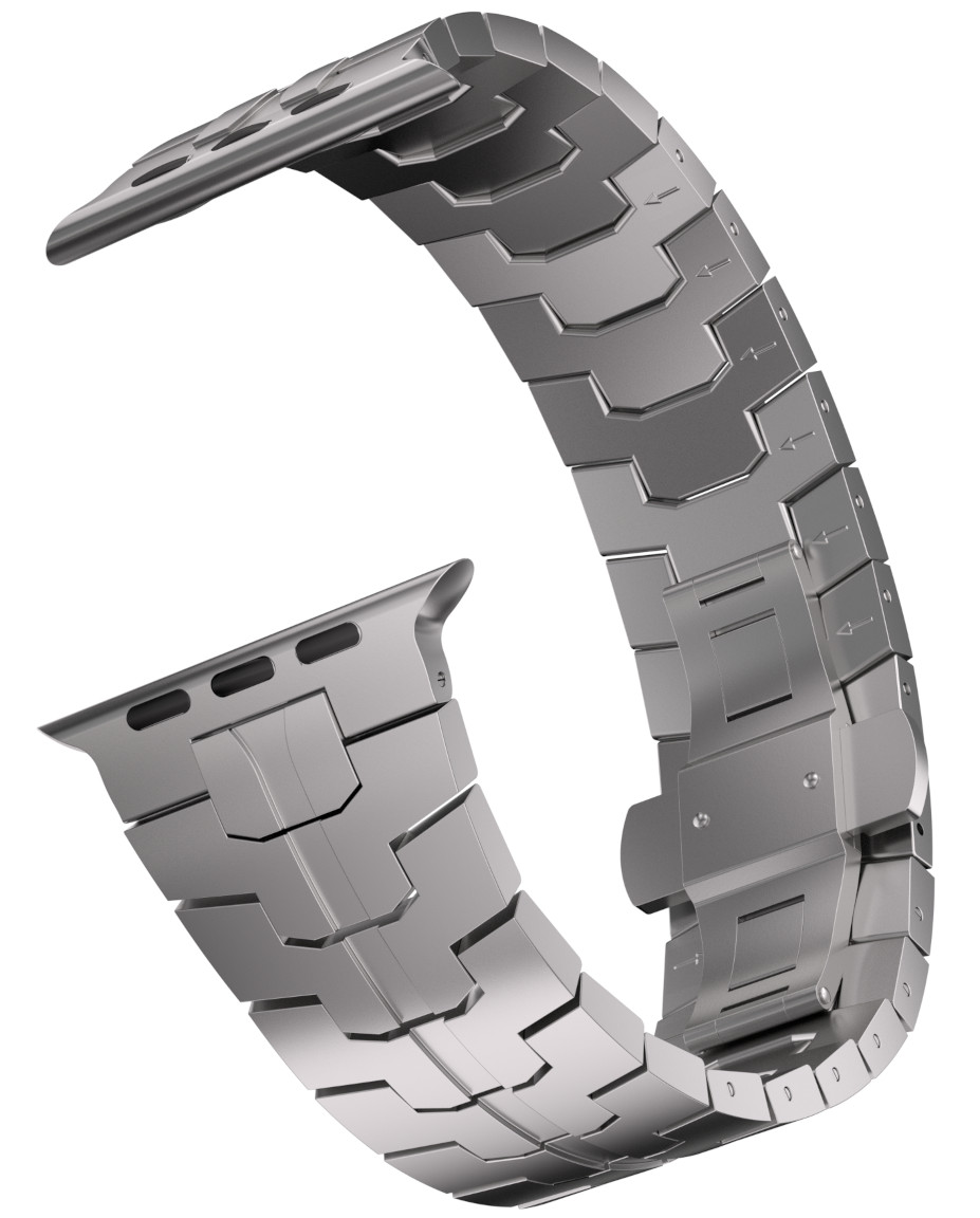 Tiera Apple Watch titaaniranneke hopea 42/44/45 mm