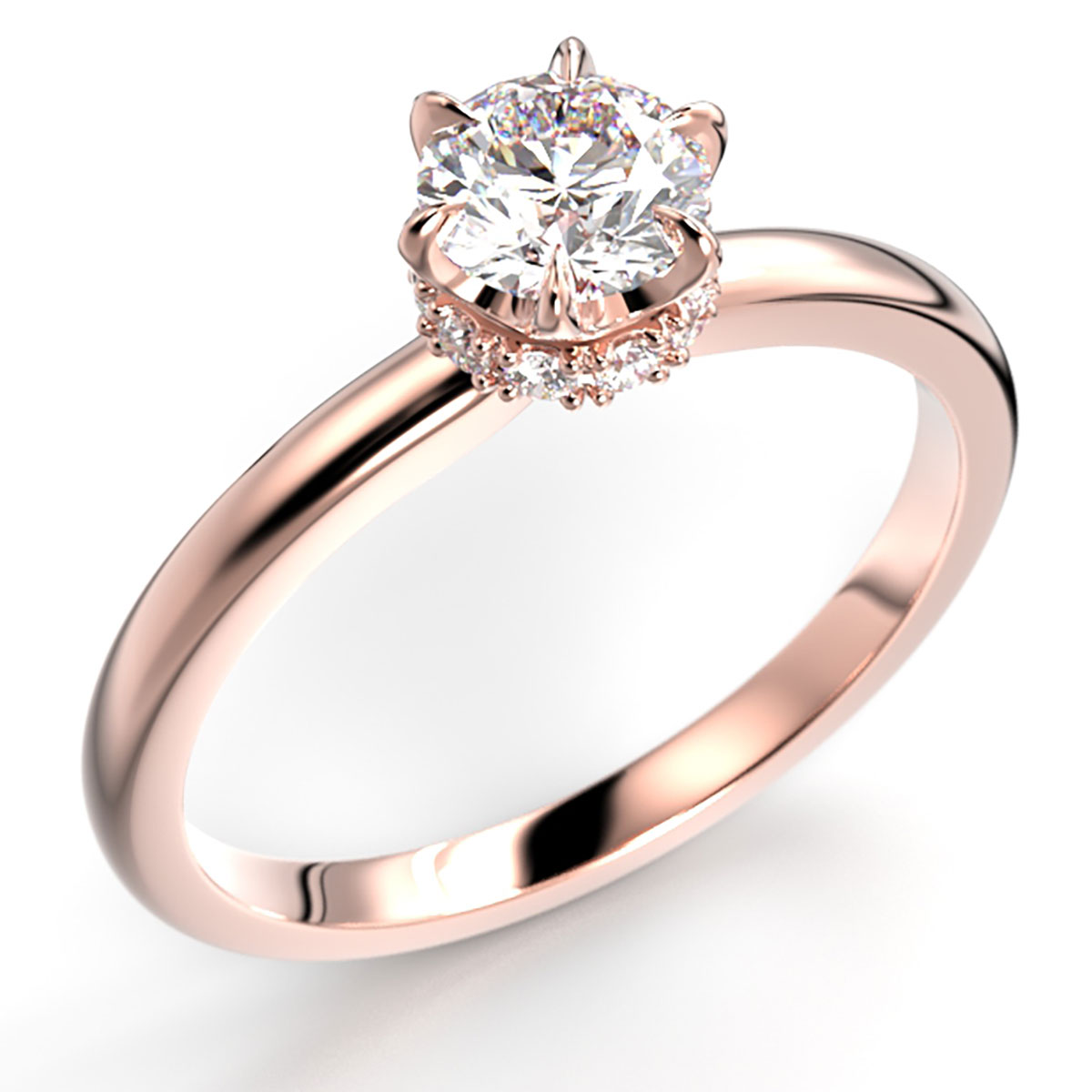 Festive Heidi Hidden Halo timanttisormus punakulta 0.60ct 710-060-PK