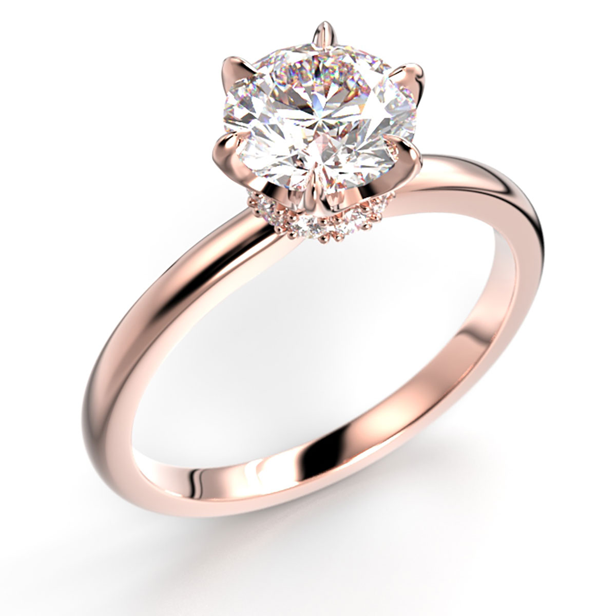 Festive Heidi Hidden Halo timanttisormus punakulta 1.10ct 710-110-PK