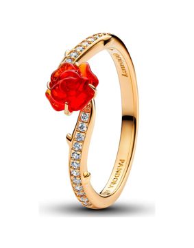 Pandora Disney Kaunotar ja Hirviö Lumottu ruusu sormus kullattu 163984C01