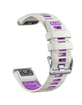 Tiera Garmin Fenix silikoniranneke pikalukituksella valko-violetti 20 mm