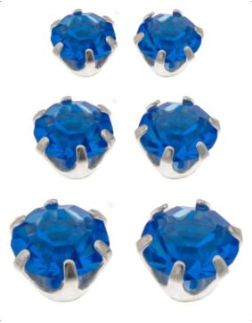 Silver Bar zirkoniakorvakorut kolmen parin lahjasetti sininen 3+4+5mm 7125