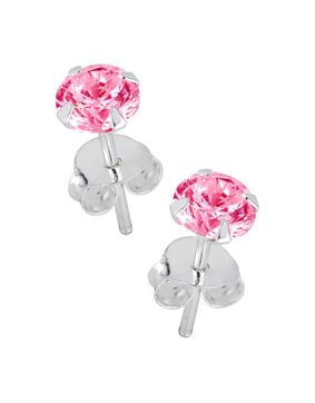 Lykken Casuals hopeakorvakorut pinkki zirkonia 5 mm