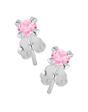 Lykken Casuals hopeakorvakorut pinkki neliö zirkonia 4 mm