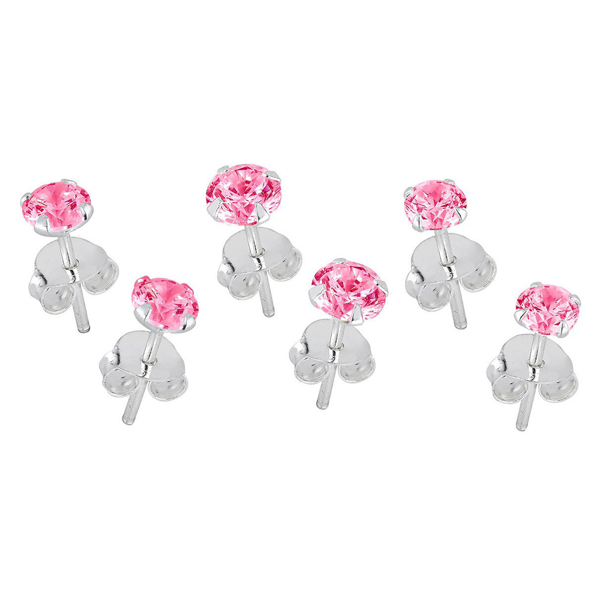 Lykka Casuals hopeakorvakorusetti pinkki zirkonia 3–5 mm
