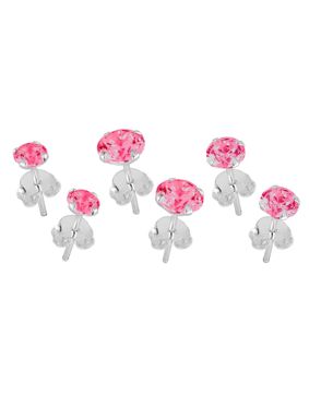 Lykka Casuals korvakorusetti hopeaa pinkki zirkonia 4–6 mm