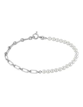 Lykken Pearls hopeinen helmirannekoru 19cm