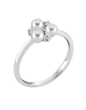 Lykken Pearls hopeinen helmisormus zirkonia