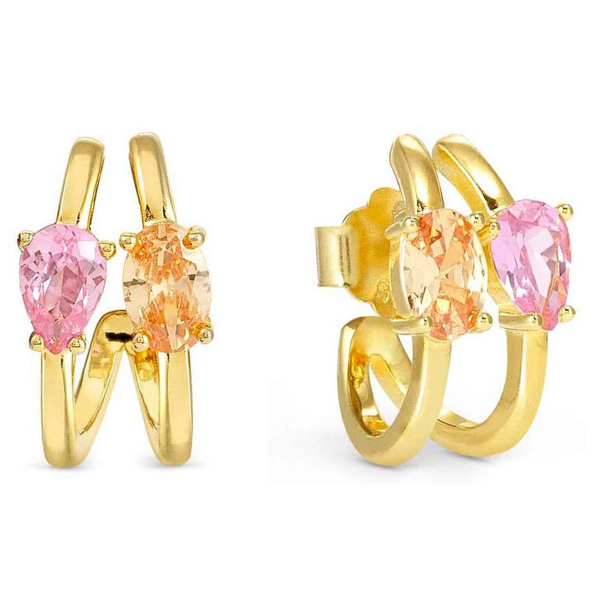 Nomination Colour Wave Aurora Edition kullatut korvakorut oranssi/pinkki zirkonia 149859/024