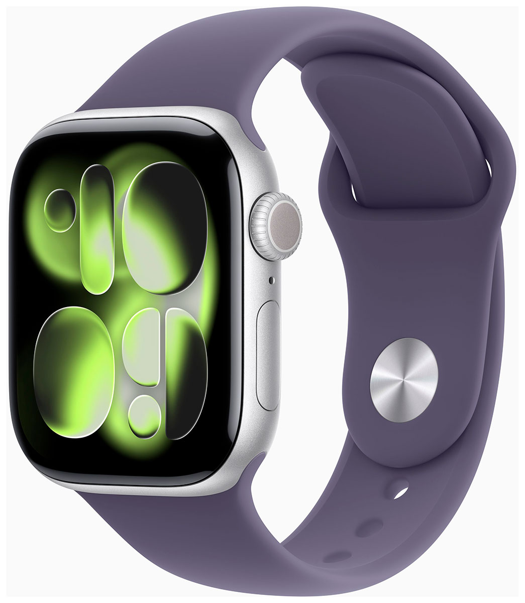 Apple Watch Series 11 GPS + Cellular 42mm Silver Aluminium Case with Purple Fog Sport Band MF8H4QN/A