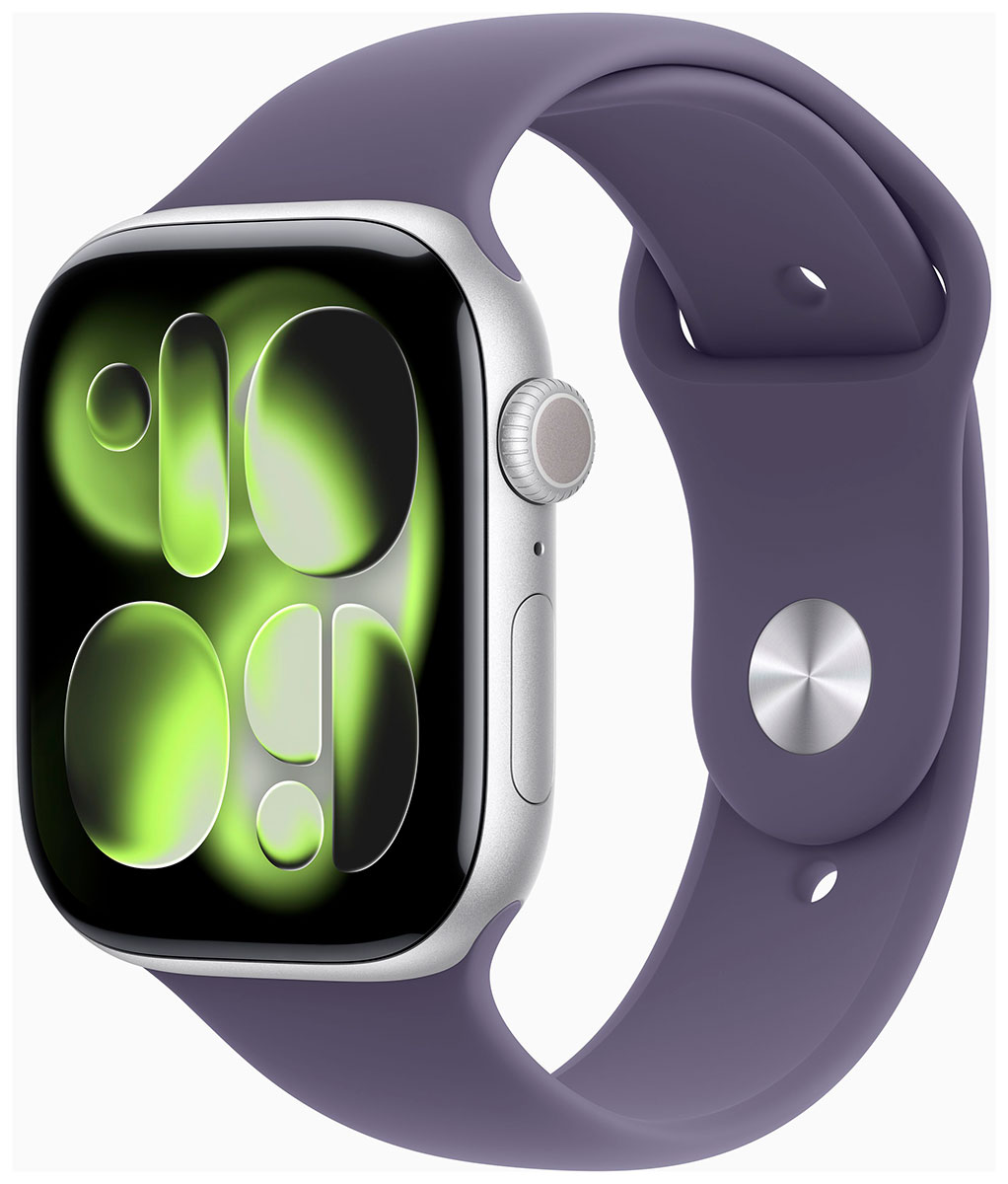 Apple Watch Series 11 GPS + Cellular 46mm Silver Aluminium Case with Purple Fog Sport Band MFCR4QN/A