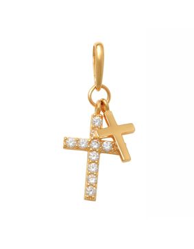 Lykken Crosses kultainen kaksoisristiriipus zirkonioilla 7.6 mm