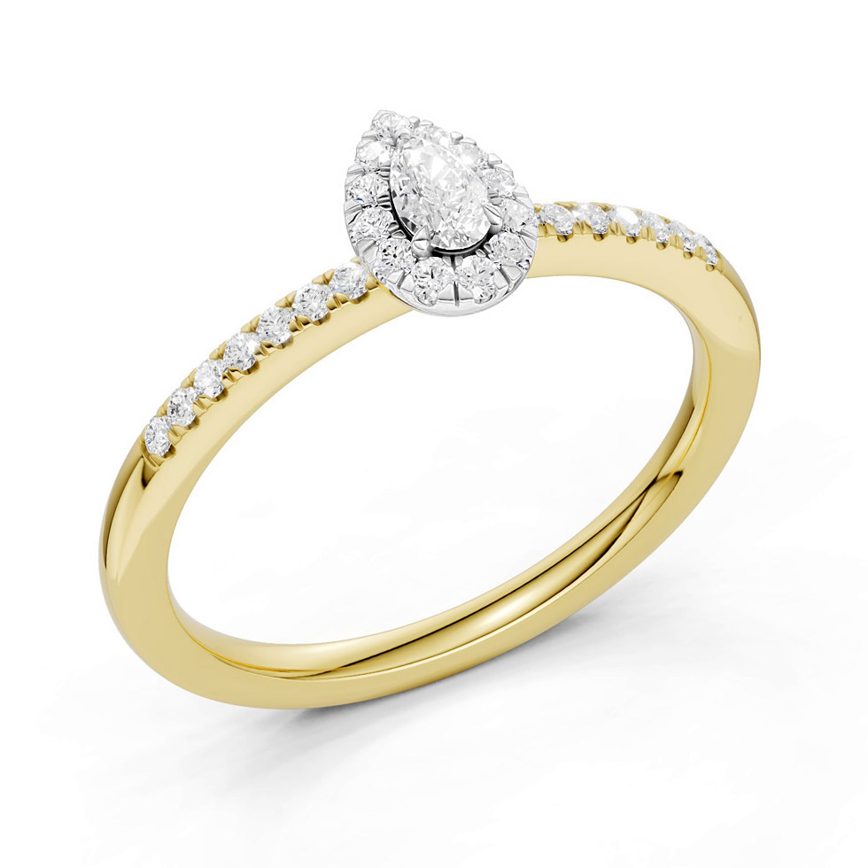 Midem Amsterdam Halo timanttisormus 0.25ct keltakulta-185