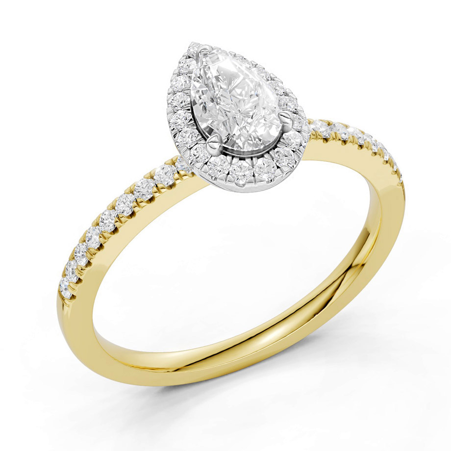 Midem Amsterdam Halo timanttisormus 0.75ct keltakulta-170