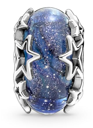 Pandora Galaxy Blue & Star Murano Sterling silver glittery blue Murano glass hela 790015C00