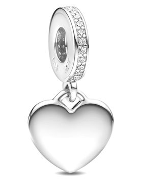 Pandora kaiverrettava hopea sydänhela 798761C01