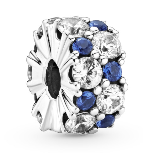 Pandora kirkas ja sininen hopeinen lukkopala 799171C01