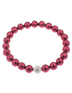 Silver Bar helmiäisrannekoru venyvä one size punainen 8008