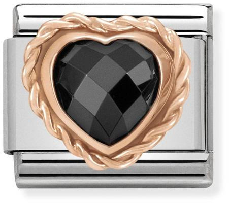 Nomination Rose Gold Heart with Black CZ 430602-011