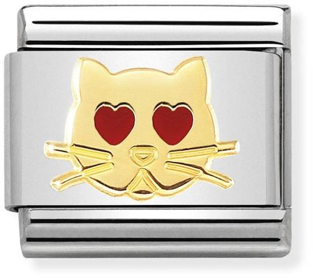 Nomination Gold Cat with Heart Eyes 030272-43
