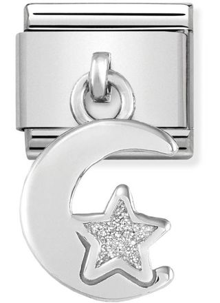 Nomination Silvershine Moon and Star with White Glitter 331805-05
