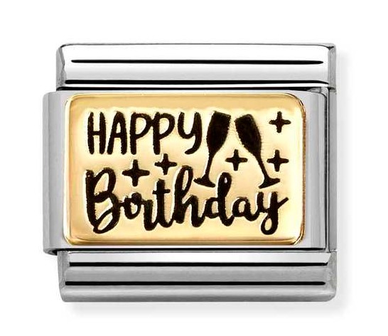 Nomination Composable Classic Plates classic gold Happy Birthday 030166/60