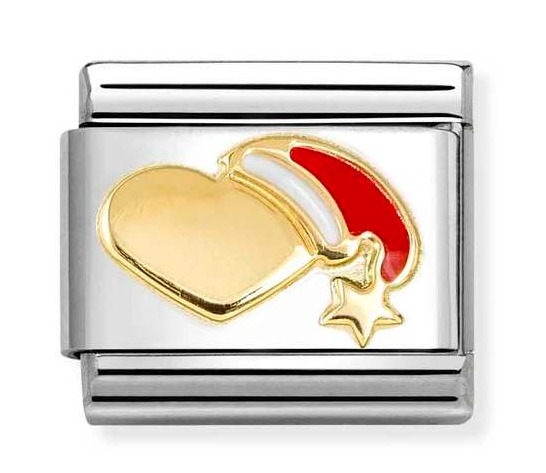 Nomination Composable Classic Christmas Classic gold heart with Red hat 030225/27