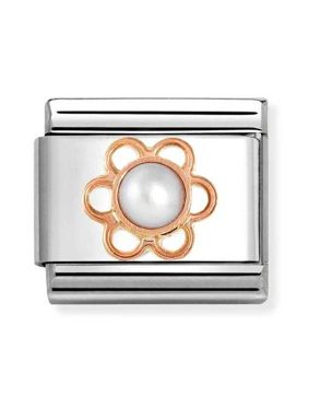 Nomination Composable Classic Symbols and Stones Classic Rose Gold Flower and White pearl 430503/02