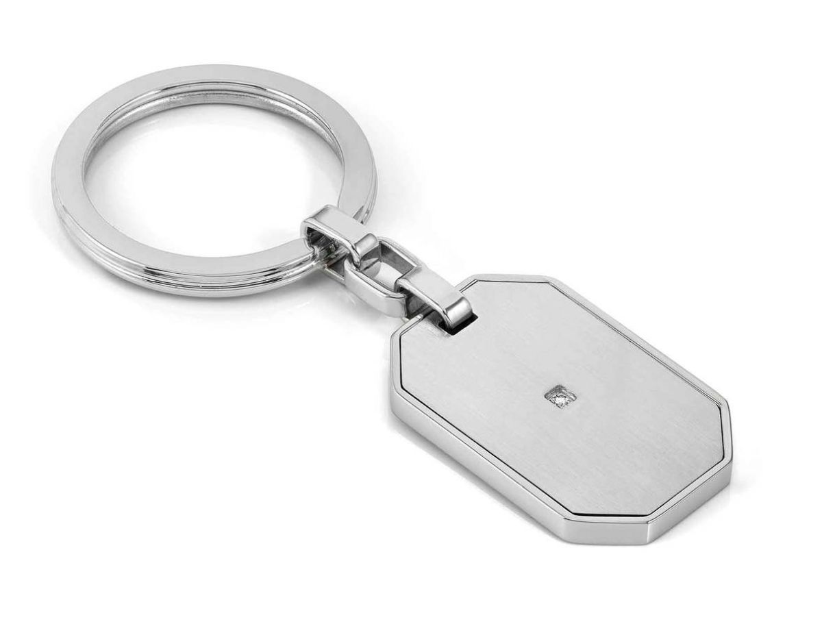 Nomination Strong satiinihiottu teräsavaimenperä timantilla White fin. Steel 028336/038