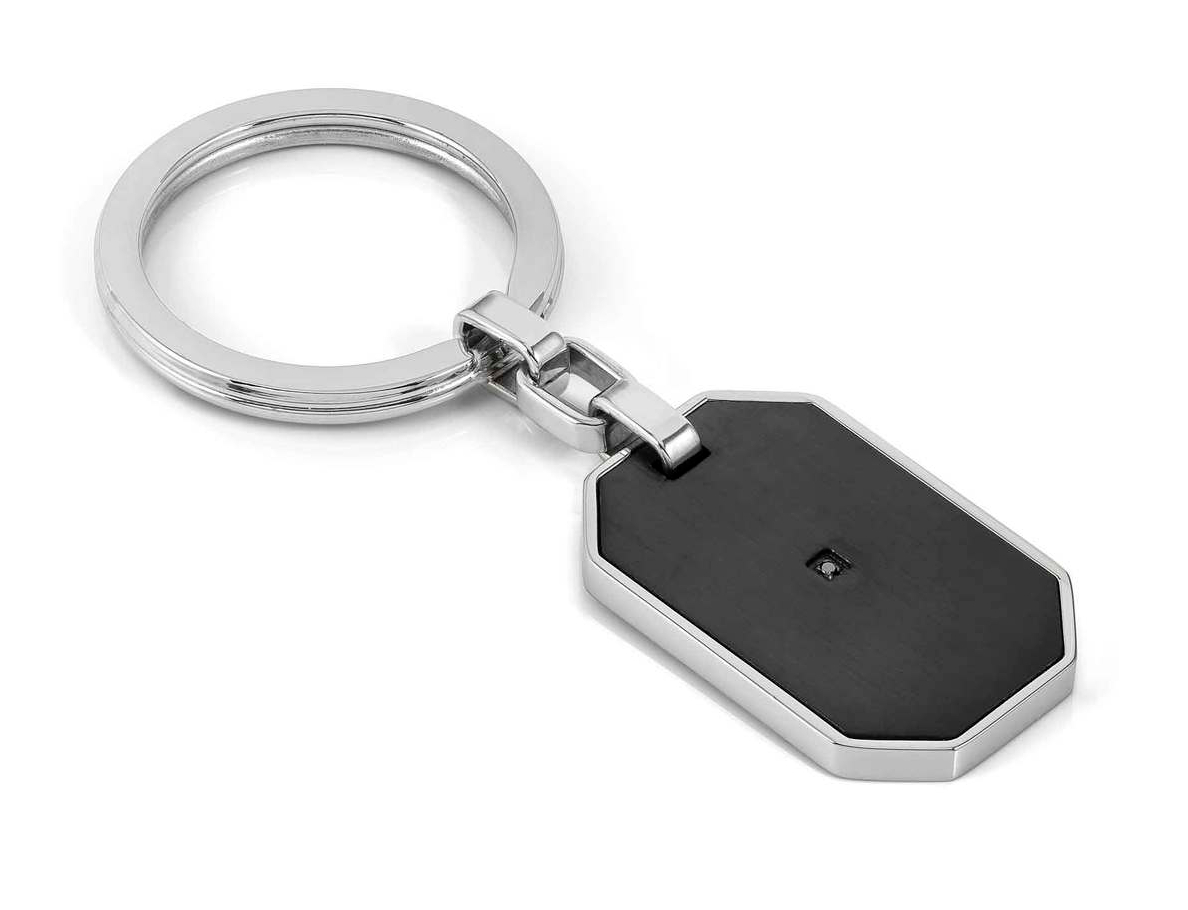 Nomination Strong satiinihiottu teräsavaimenperä timantilla Black fin. Steel and Black 028336/039