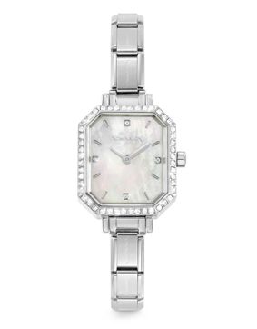 Nomination Paris kello with steel strap and rectangular cz White mother-of-pearl 076036/008