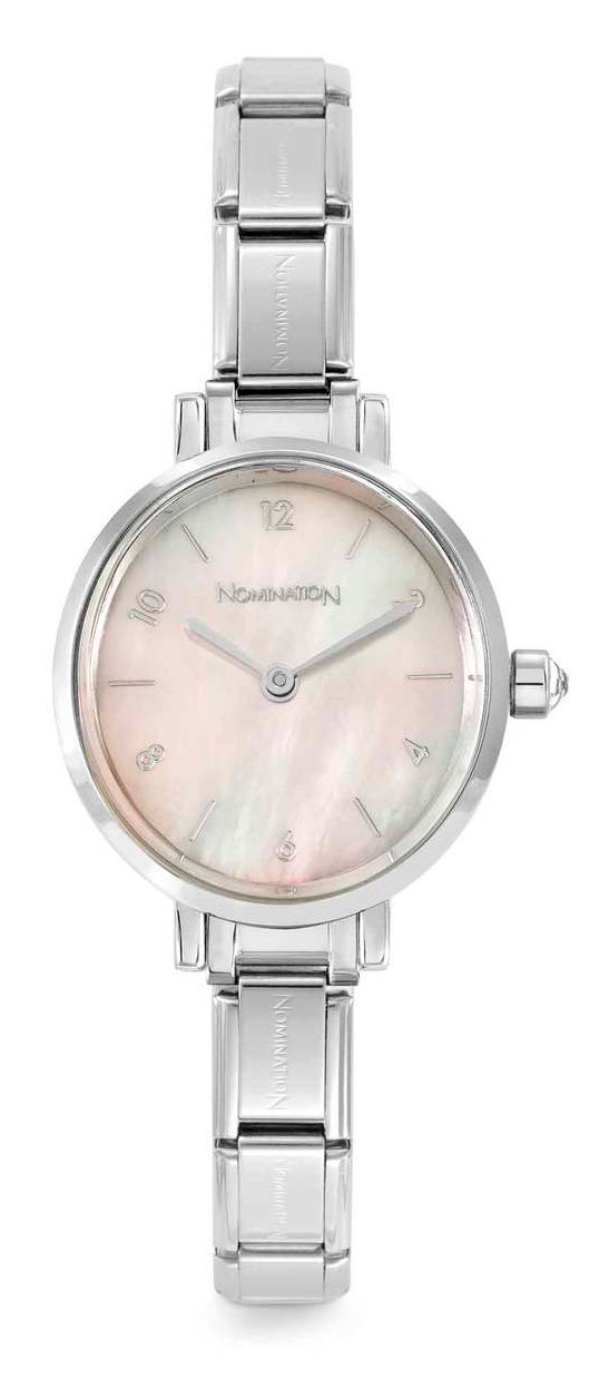 Nomination Paris kello with steel strap oval with cz Pink mother-of-pearl 076038/009