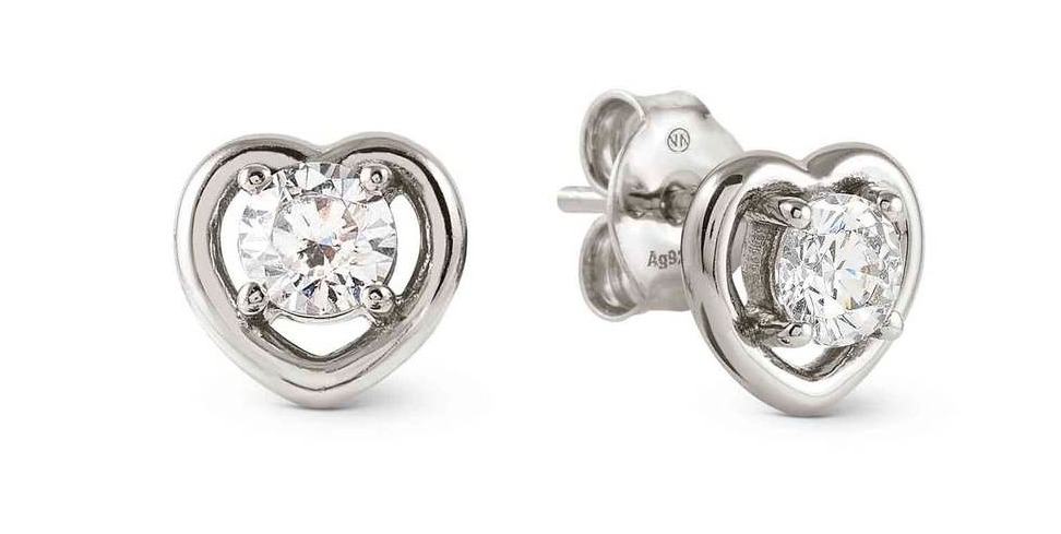 Nomination Cosmic Love hopeakorvakorut zirkonioilla heart Silver 241710/004