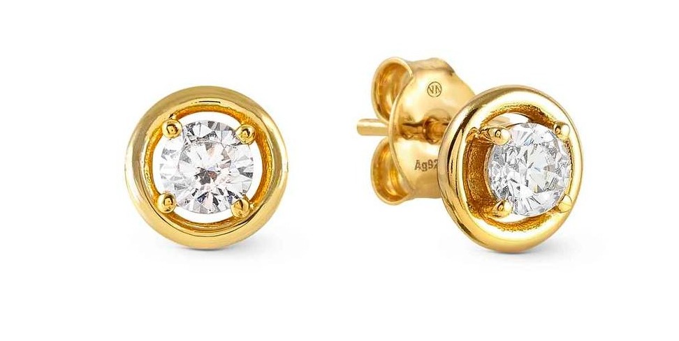 Nomination Cosmic Love hopeakorvakorut zirkonioilla Yellow Gold Circle 241710/054