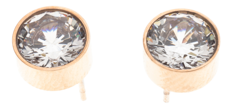 Silver Bar The bling tappikorvakorut zirkonialla 8 mm teräs ruusukullattu 8126