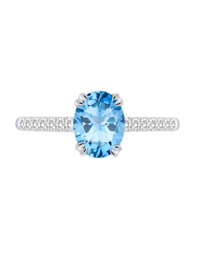 Lykka Elegance sininen topaasi timanttisormus 0,15 ct