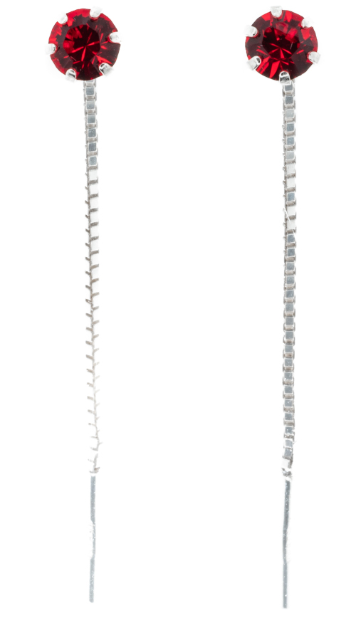 Silver Bar zirkoniaketjukorvakorut punainen 4 mm 8295