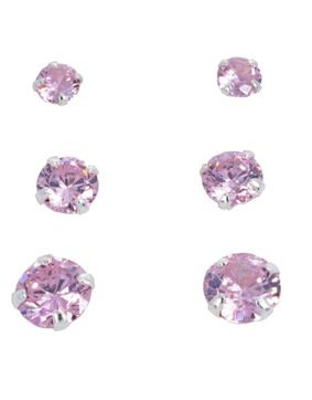 Silver Bar korusetti zirkoniakorvakorut kolme paria pink 8739