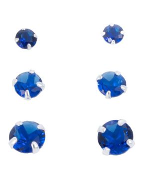 Silver Bar korusetti zirkoniakorvakorut kolme paria blue 8741