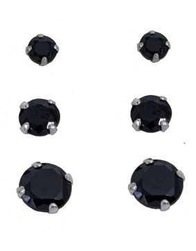 Silver Bar korusetti zirkoniakorvakorut kolme paria black 8742