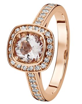 Kohinoor Stella ruusukultainen morganiitti-timanttisormus 933-240PK-44B3