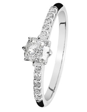 Kohinoor Rosa cushion cut valkokultainen timanttisormus 983A-260V-60B3