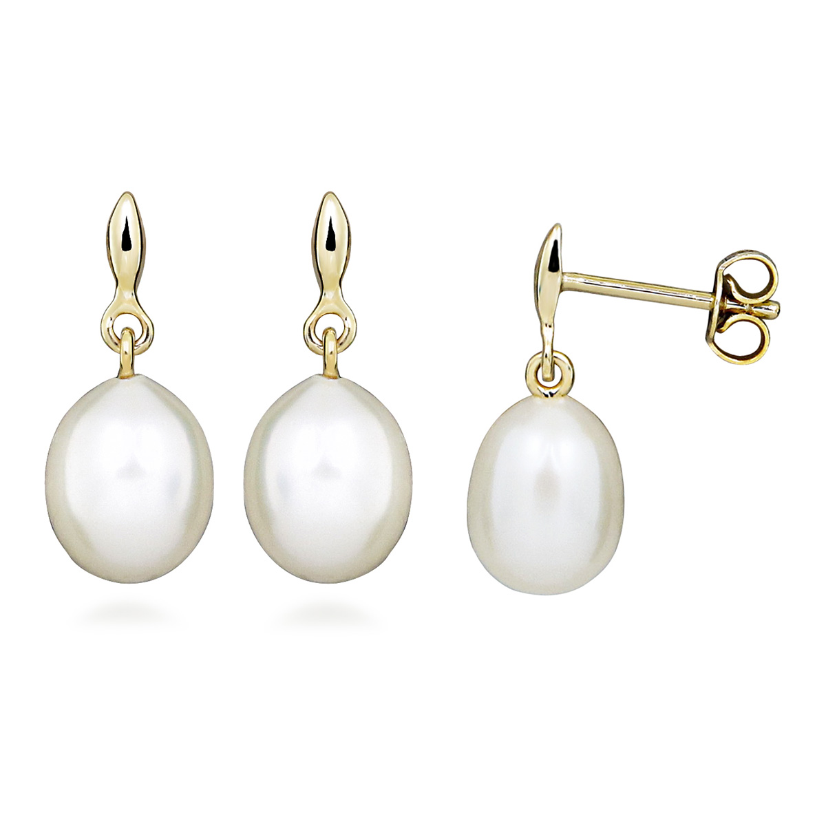 Lykka Pearls kultaiset helmikorvakorut 9mm